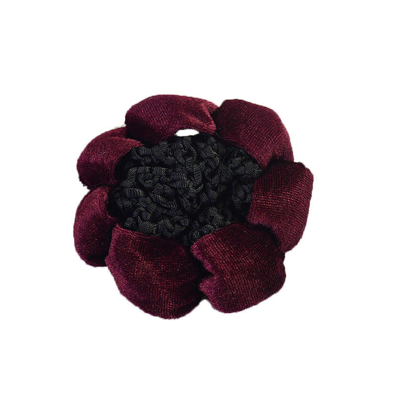 Solid Performance Dance Velvet Headband With Hair Mesh Bag