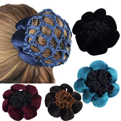 Solid Performance Dance Velvet Headband With Hair Mesh Bag